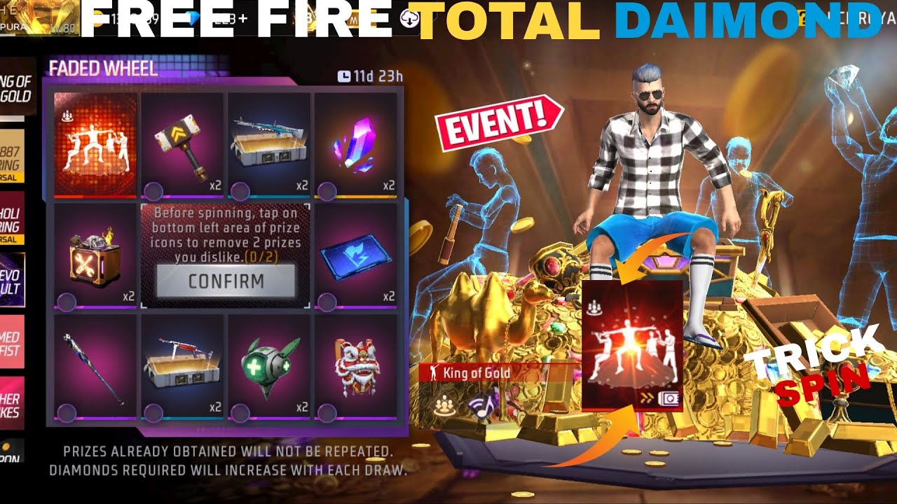 FREE FIRE NEW FADED WHEEL EVENT KING OF GOLD EMOTE CLAIM #freefire #new #fadedwheel #event #emote