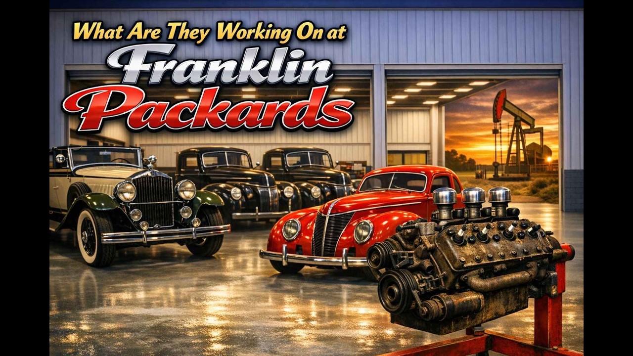 What are they workin' on at Franklin Packards?  37 Fords and a '29 PACKARD with 1700 original miles!