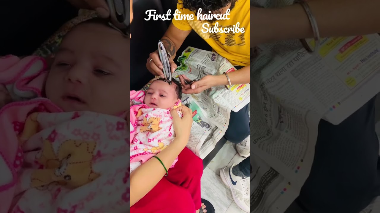 First time hair cut #shorts #vihanaasworld #utubeshorts #newbornbaby #subscribe #viral #babygirl
