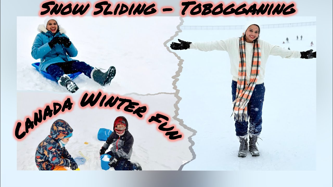 Snow Slide Adventure | Tobogganing at Centennial Park |Winter activities in Canada #snowfall #winter