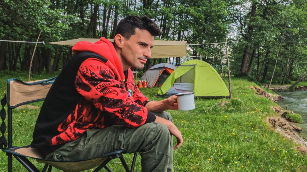 O noapte cu cortul pe malul râului- Tarp, Cooking, Nature Sound