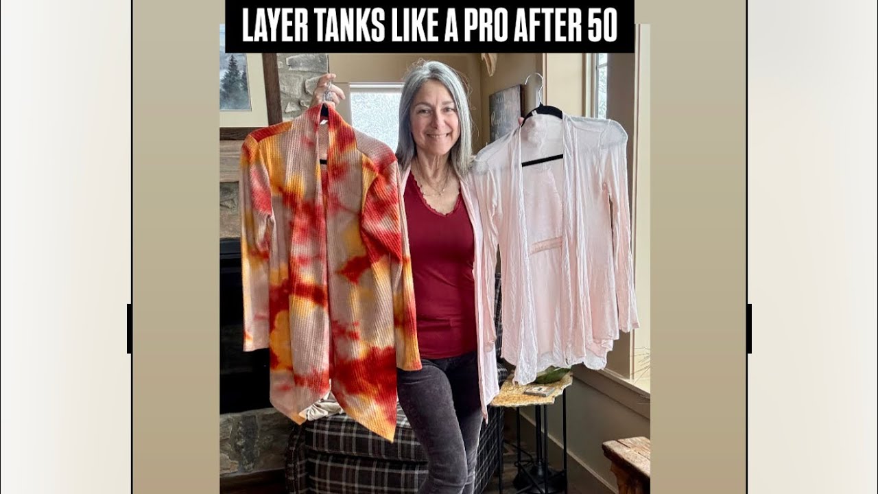 Layer Tanks Like A Pro After 50! #wintertospringstyle #over50style a#fashionover50 #styletips 