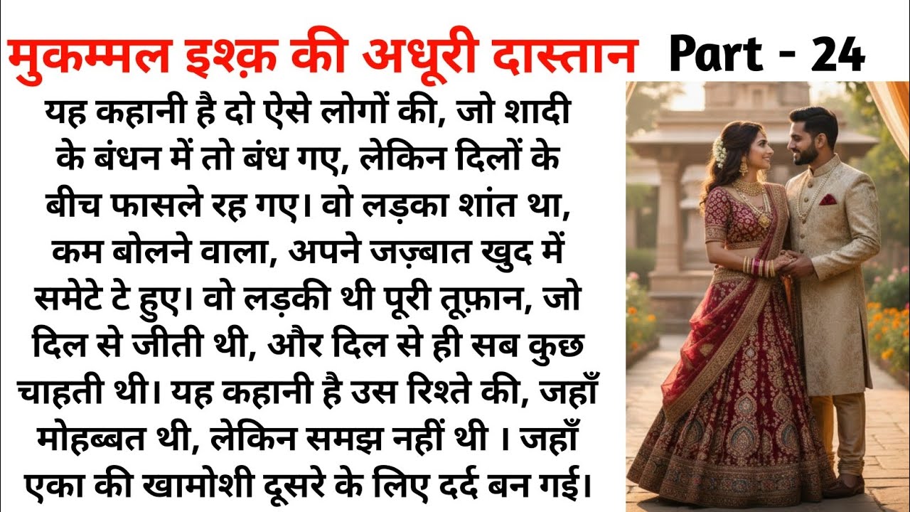 🌹मुकम्मल इश्क़ की अधूरी दास्तान/Part _24/दिल को छू लेने वाली कहानी/नई कहानी/New Story/love story 
