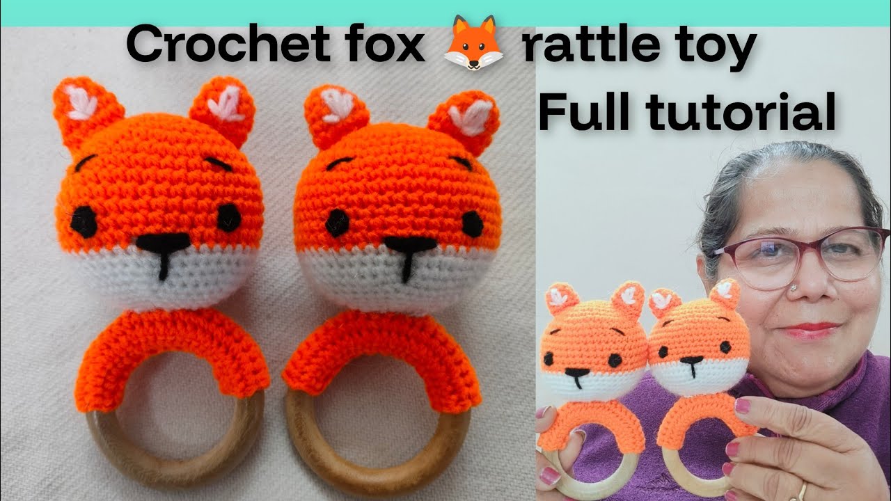 Crochet fox 🦊 rattle toy/ teether special gift for little ones ❤️ very easy tutorial for beginners !