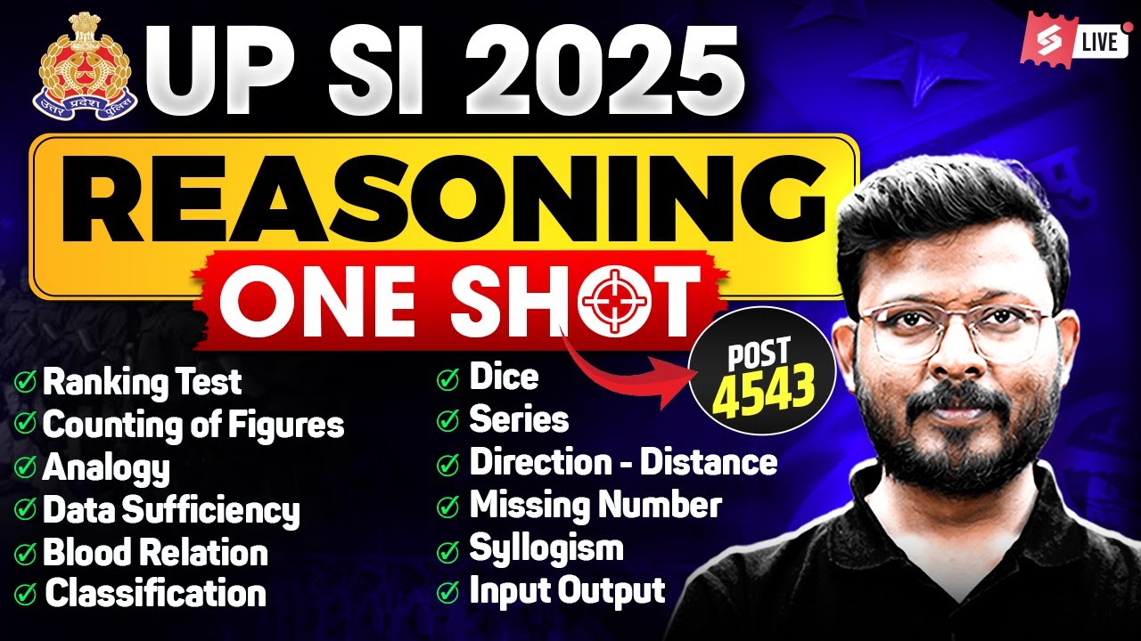 UP SI Reasoning Marathon 2025 | UP SI Reasoning One Shot | UP SI 12 Hours Reasoning Marathon
