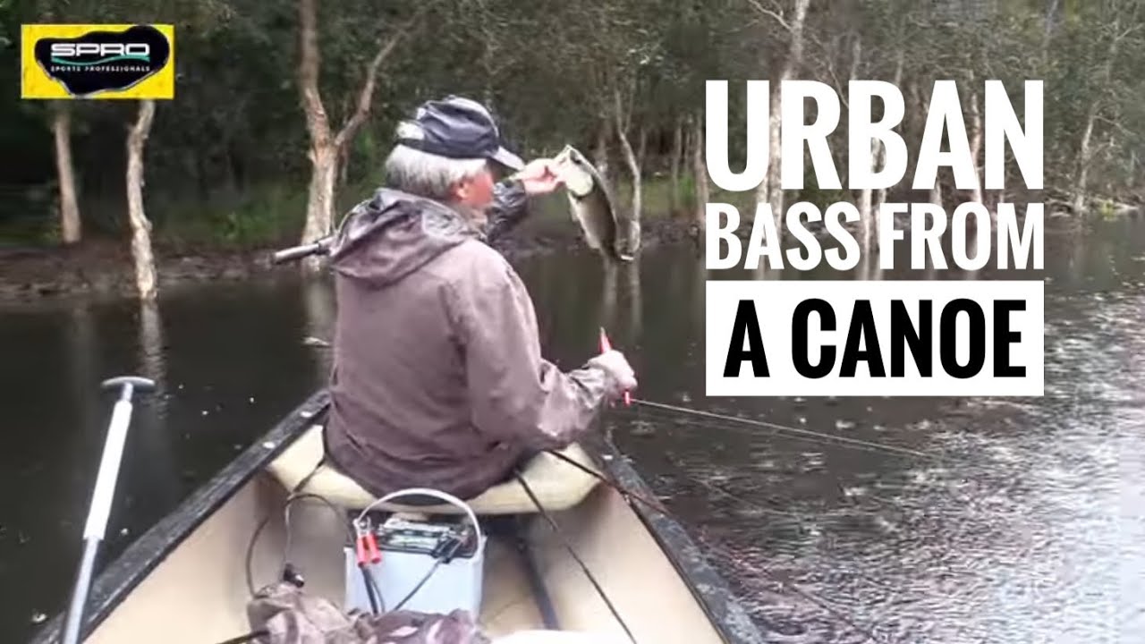 Urban Bass fishing from a canoe