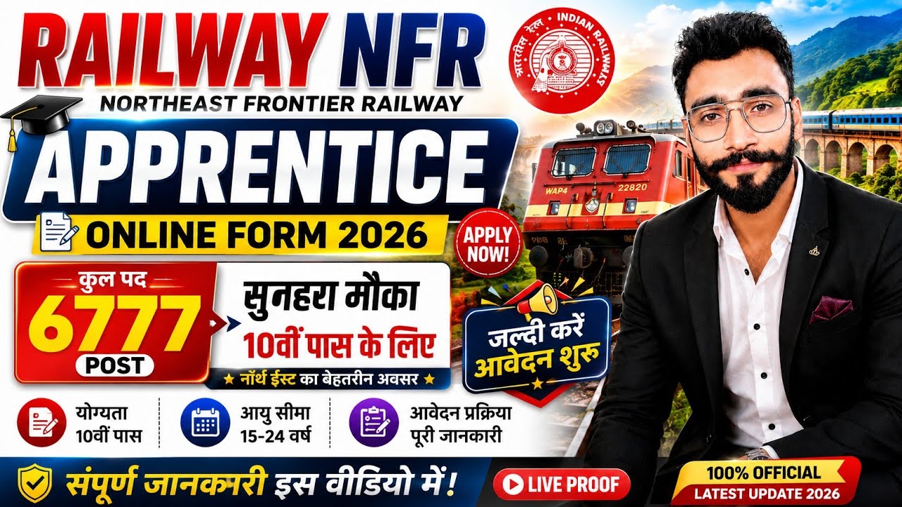 Railway NFR Apprentice Online Form 2026 | 6777 Posts | 10th Pass Job | Eligibility, Age Limit, Apply