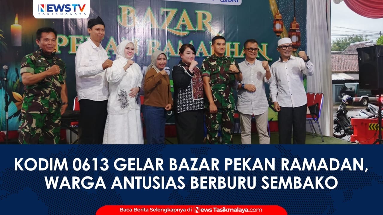 Kodim 0613 Ciamis Gelar Bazar Pekan Ramadan, Warga Antusias Berburu Sembako Meski Diguyur Hujan