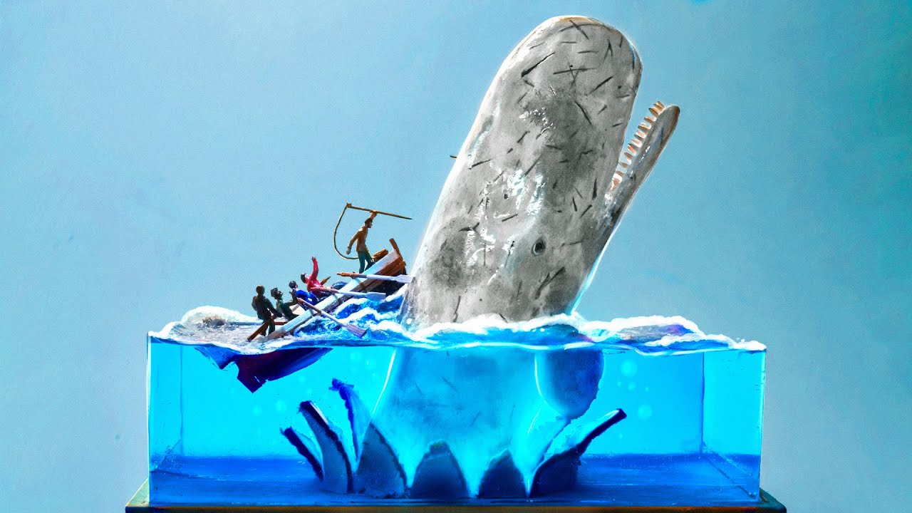 MOBY DICK WHALE DIORAMA LAMP-How to Make-Epoxy Resin Art-Clay Art-DIY
