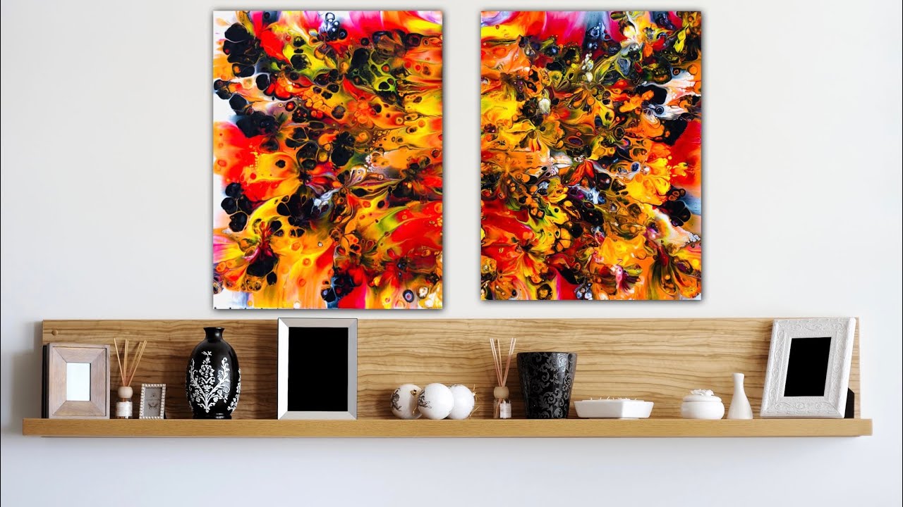 WOW FALL~AUTUMN COLOURS~DOUBLE CANVAS DIPPING Acrylic pouring 🤩 end result is gorgeous