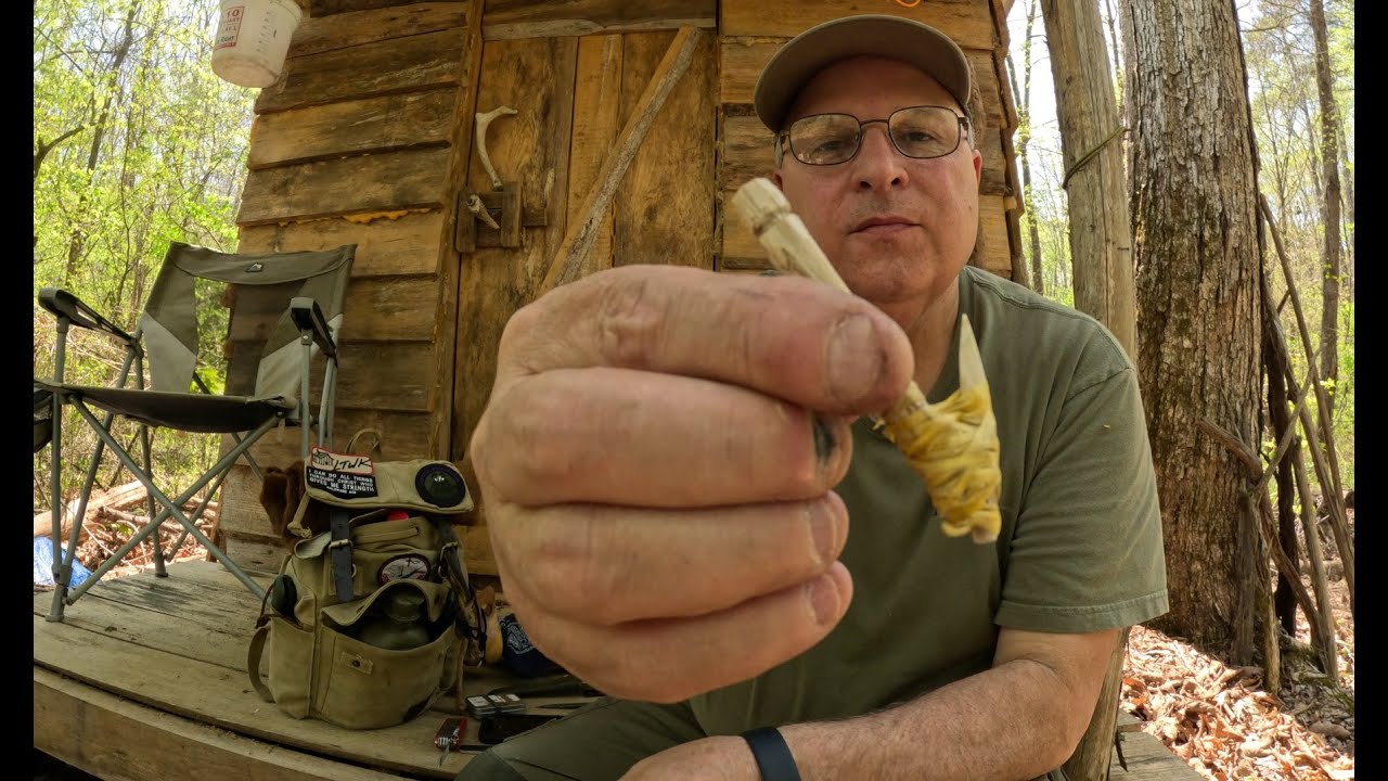 Survival Fishing Kit Fishing and Making a Primitive Fish Hook  @ Cabin Alabama Outdoorsman Woodsman