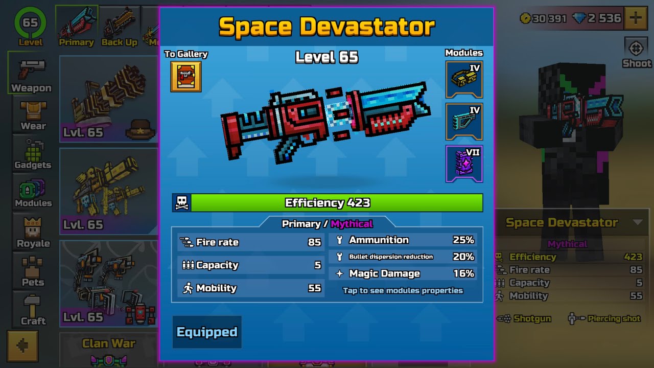 Pixel Gun 3D (level 65) Space Devastator review
