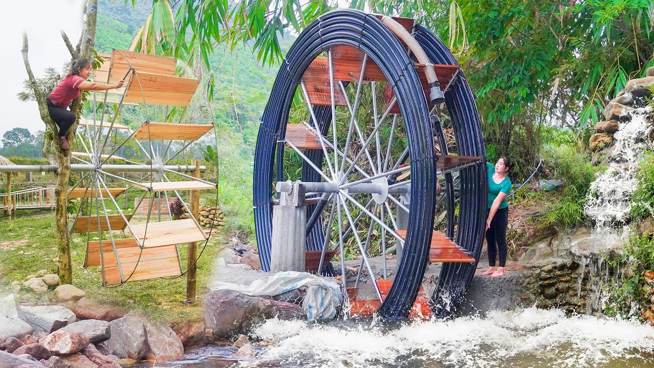 TIMELAPSE IN 30 DAYS: Giant Water Wheel Project Create Water Thrust To Supply Water To Farm