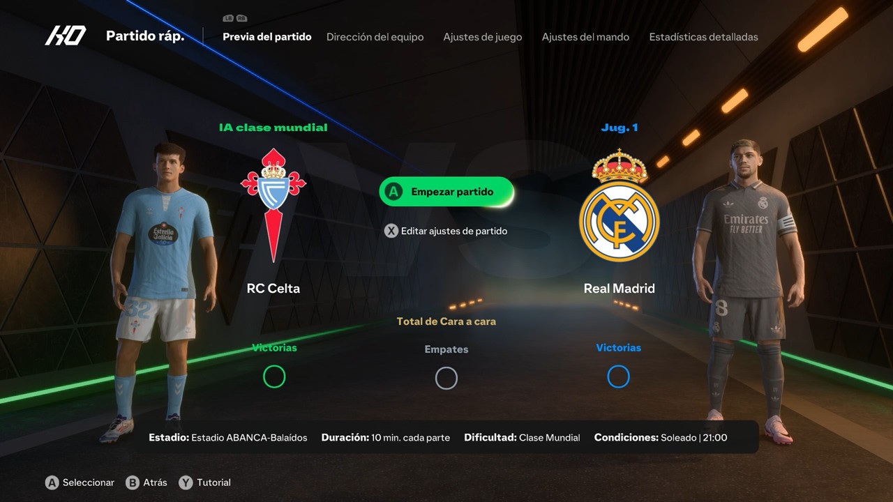 EA Sports FC 25 (Español) PC (Windows 11) Celta de Vigo vs Real Madrid (Control Manual/Simulación)