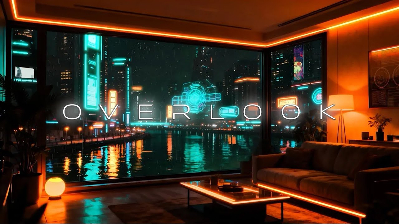 Cyberpunk Penthouse Rain Ambience | Neon City Overlook for Sleep, Focus & Study