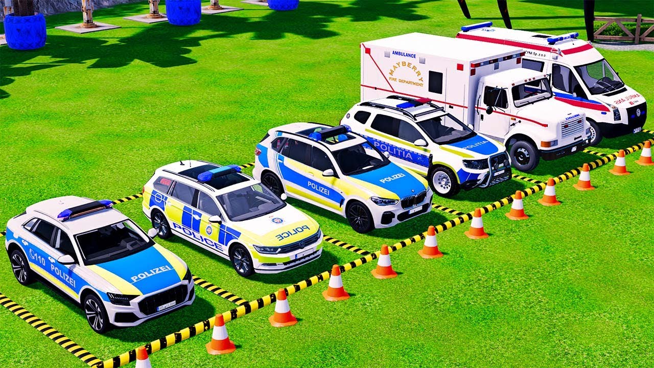 POLICE COLORFULL - TRANSPORTING POLICE CARS, AMBULANCE VEHICLES, FIRE TRUCK WITH TRUCK - FS22 #670