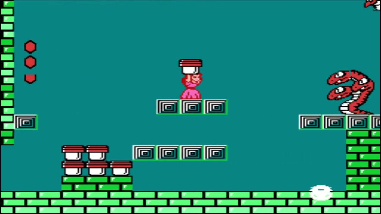 World 2-3 Super Mario Bros 2 Mario Madness NES Tryclyde Triclyde Tremble 1 Boss Battle 6 - Cobrat