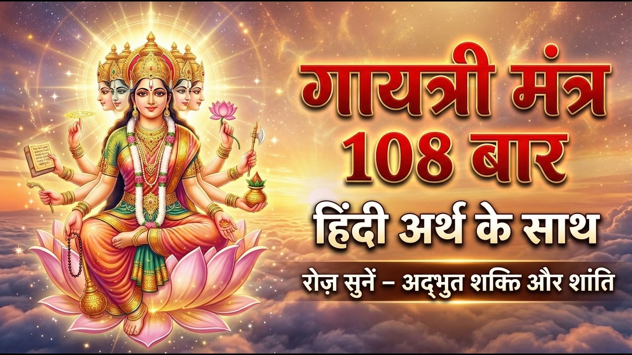 गायत्री मंत्र 108 बार | हिंदी अर्थ के साथ | अद्भुत शक्ति, शांति और सकारात्मक ऊर्जा के लिए रोज़ सुनें