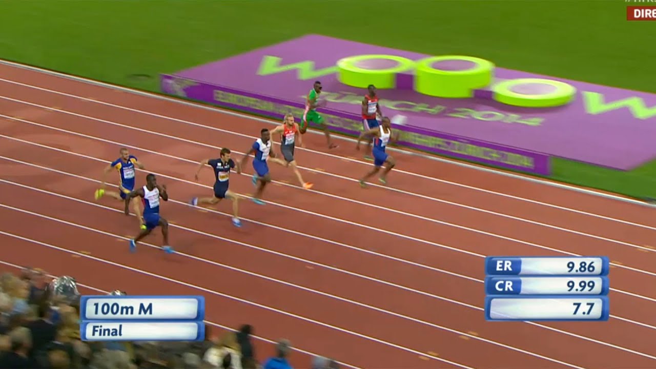 Men's 100m final Zürich 2014 (European Athletics Championships)