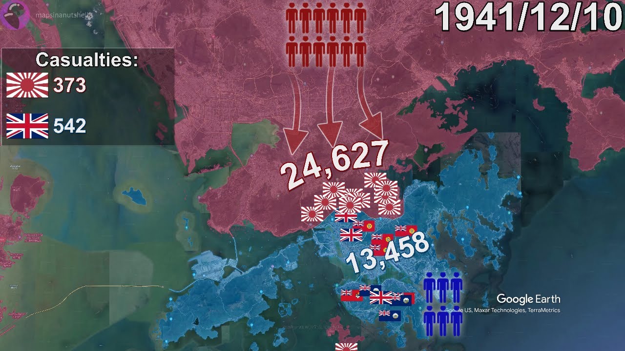 Battle of Hong Kong in 45 seconds using Google Earth