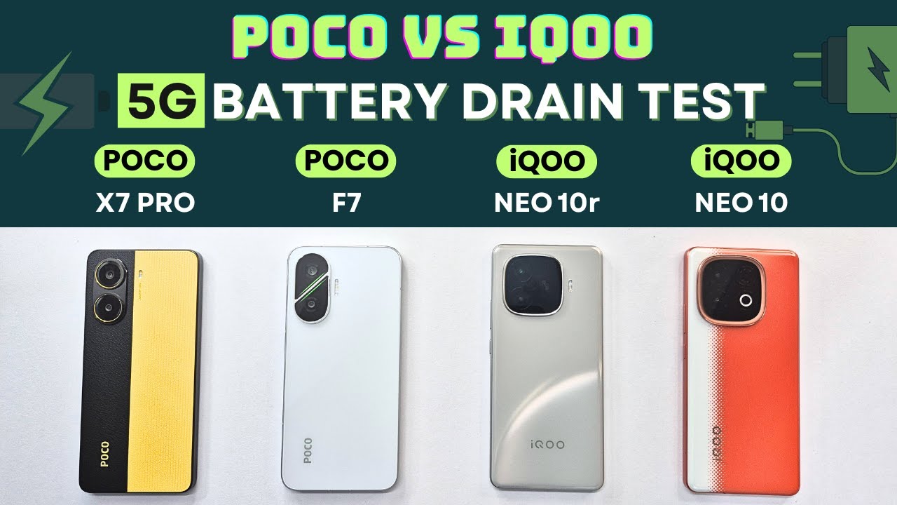 (5G) Extreme Battery Drain Test | POCO X7 Pro vs POCO F7 vs iQOO Neo 10R vs iQOO Neo 10
