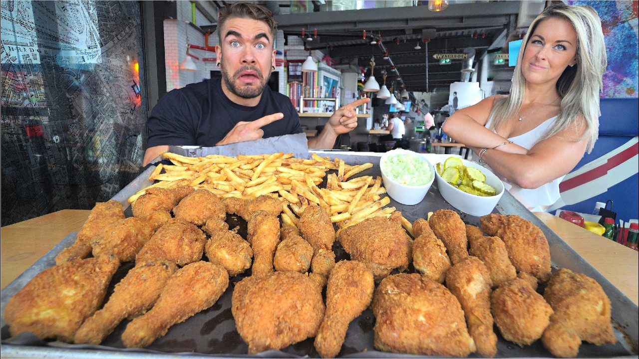 UNIMPRESSED LADY SAYS I'LL FAIL THIS 24 PIECE FRIED CHICKEN CHALLENGE | Joel Hansen Raw