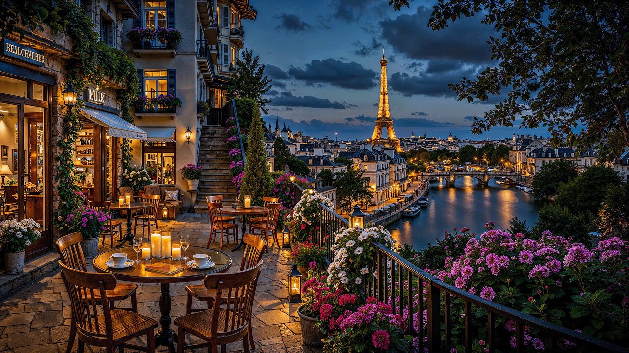 Paris Balcony Jazz at Night ☕ Chill Jazz Music & Gentle Bossa Nova to Calm, Unwind
