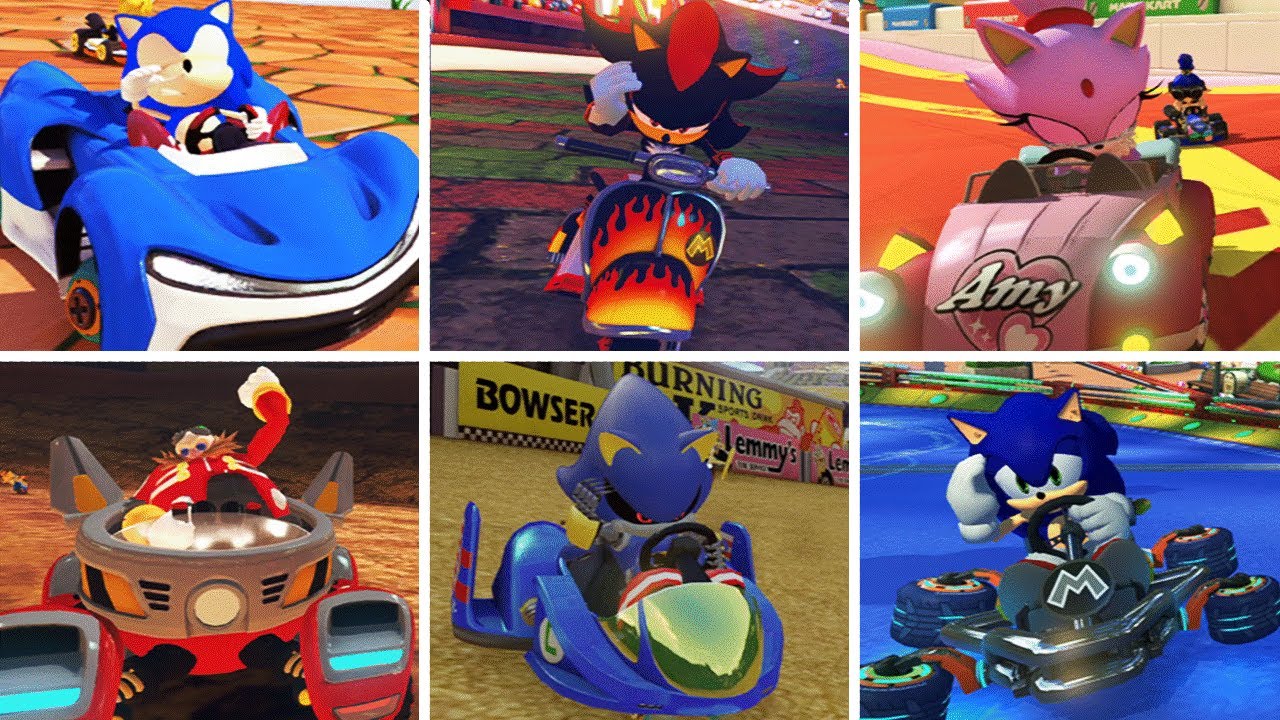 Mario Kart 8 Deluxe - All SONIC Characters Losing Animations