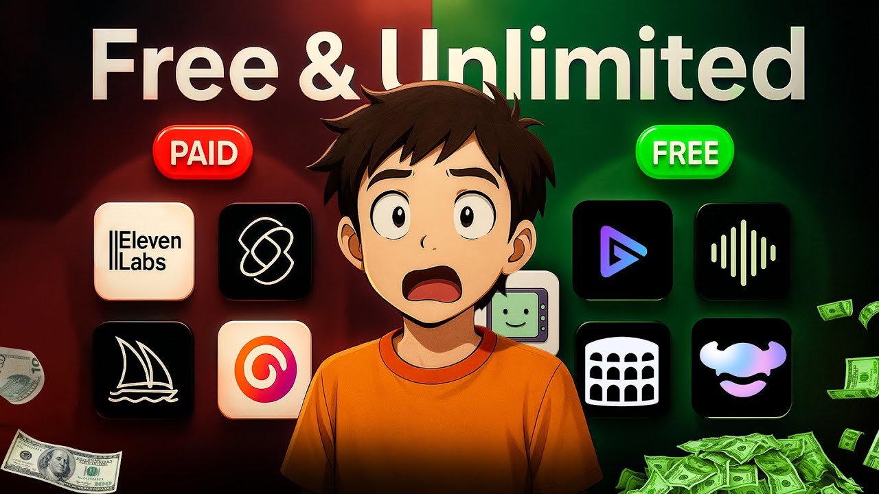 Top 5 Free AI Tools 🤯 Create Pro Images, Videos & Voice – 100% Free & Unlimited