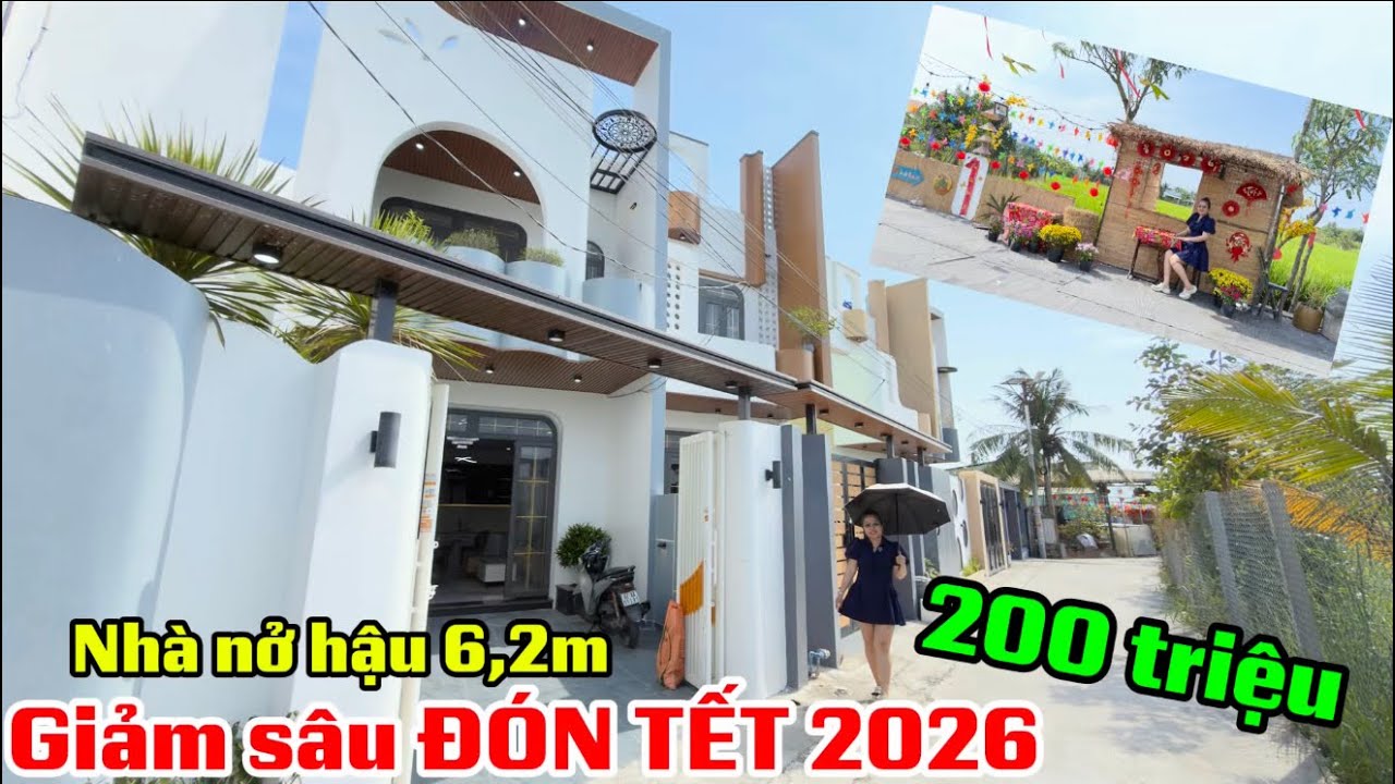 🚘CHỦ GIẢM SÂU 200tr tặng lộc năm mới, nhà nở hậu 6,2m full thổ cư pháp lý chuẩn gần đường lớn 500m