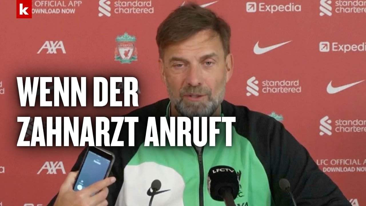 Klopp muss lachen! Zahnarzt stört Liverpool-PK