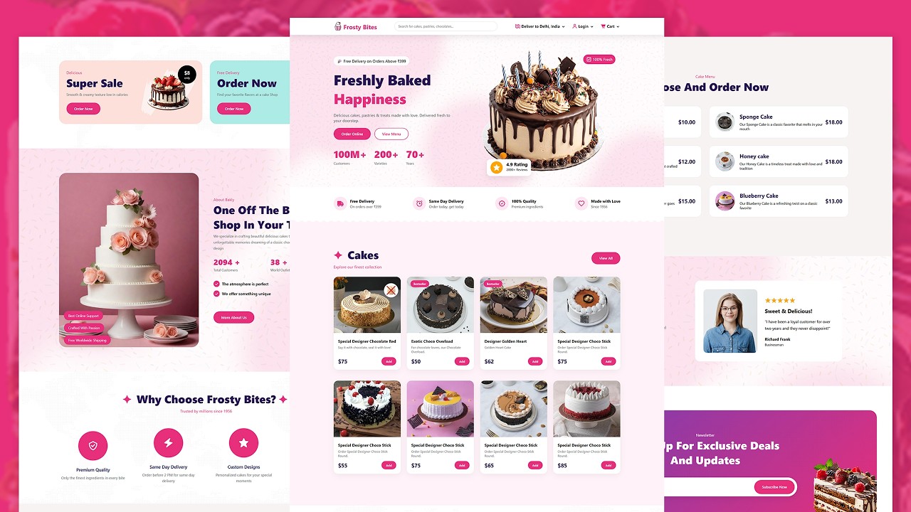 How to Create Responsive Cake Shop Website Using HTML CSS & JavaScript | Bakery Website Template
