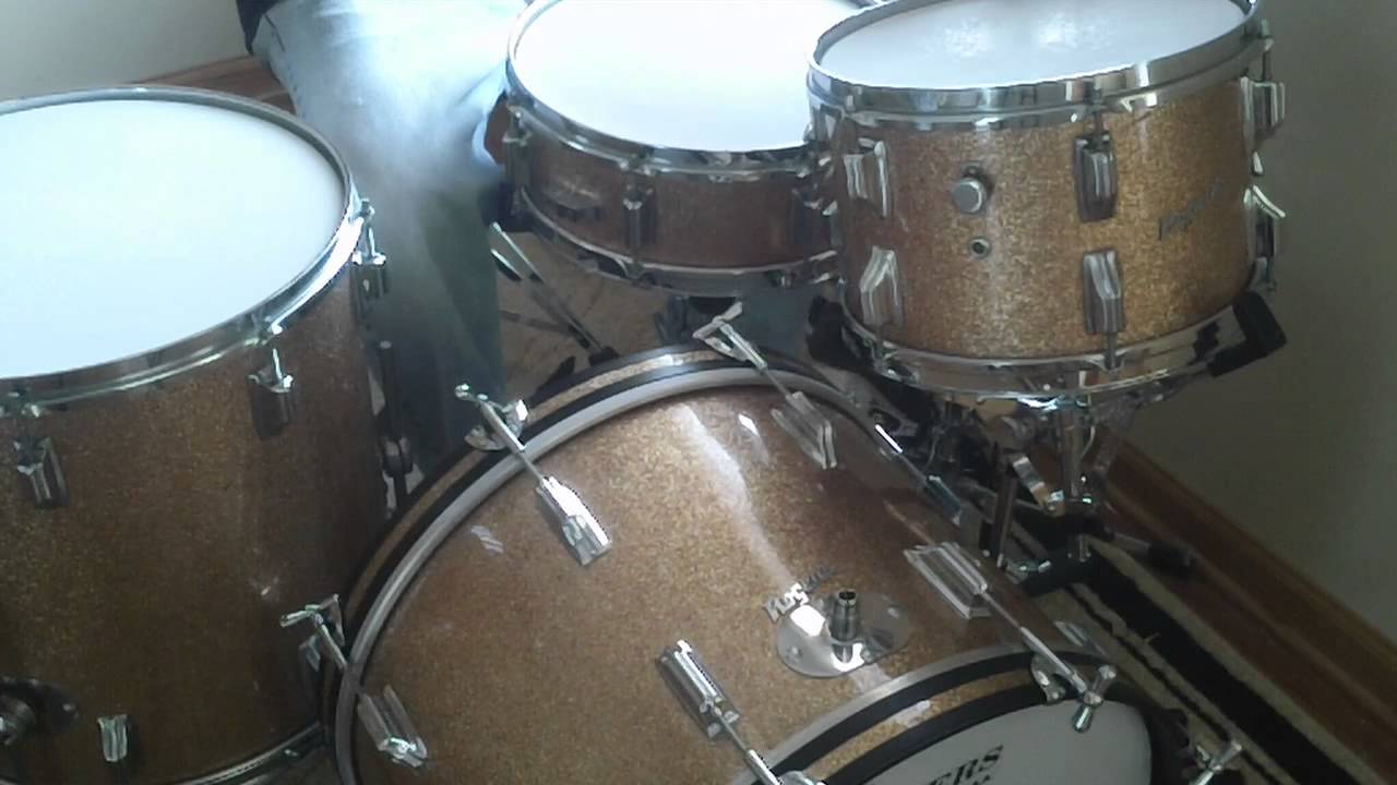 Rogers Cleveland 12x8 16x16 14x20 5x14 Powertone Snare Champagne Sparkle Vintage
