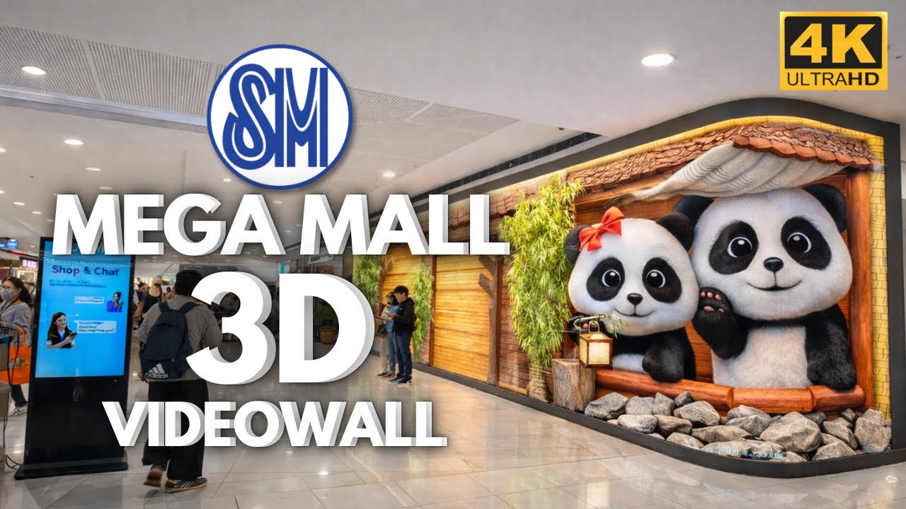 The CUTEST 3D Pandas at SM Megamall! 🐼 Giant Video Wall Experience | 4K | Mandaluyong City
