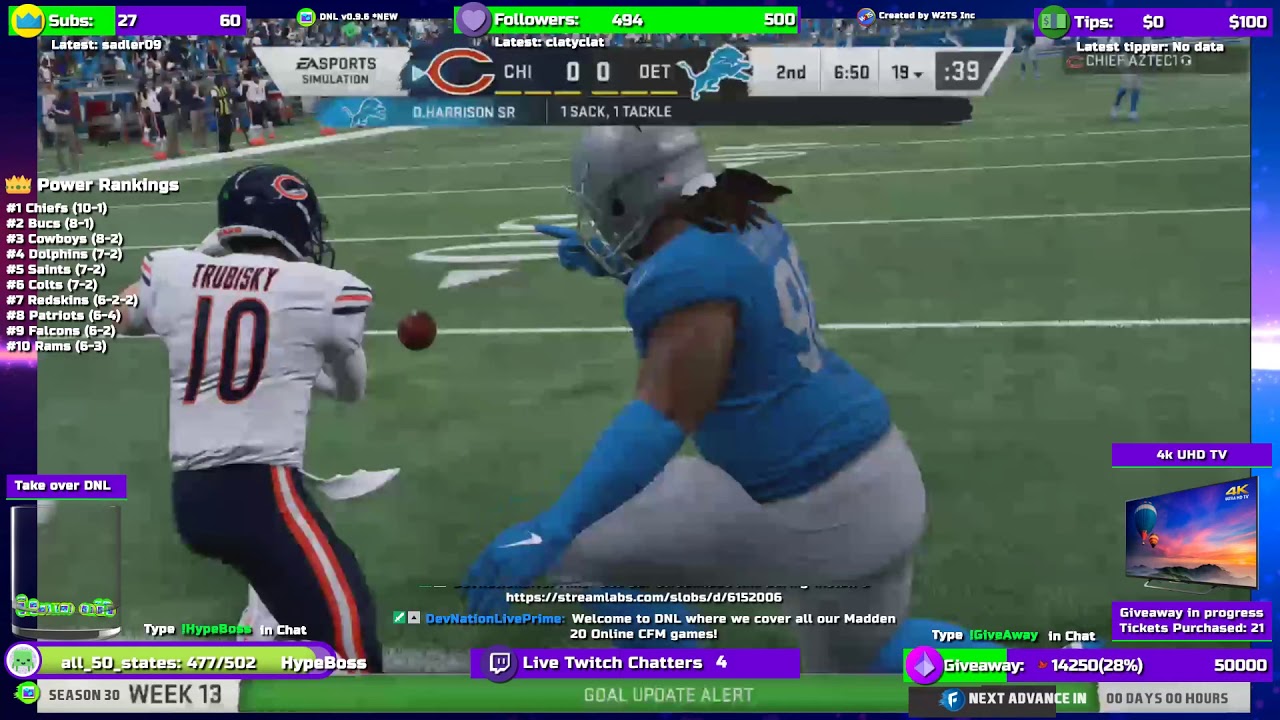 NYJ vs CIN, CHI vs DET - Week 13 Season 30 #maddenCFM #youtube #devnationlive