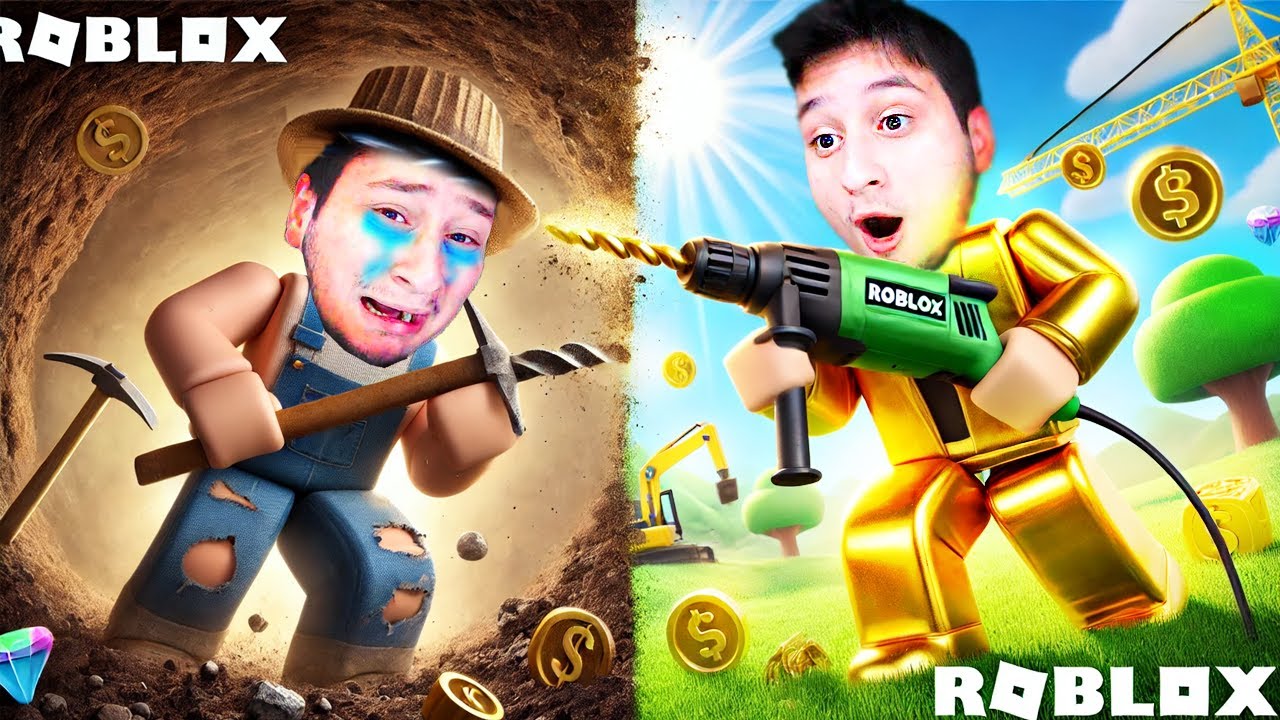 ოქროები და ალმასები ამოვთხარე Roblox Drill Digging Simulator