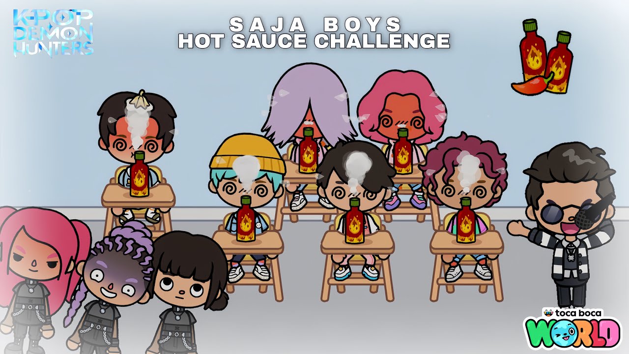 Kpop Demon Hunters Saja Boys hot sauce challenge! 🌶️🎬✨ | Toca Life World x Kpop Demon Hunters 🌎😈