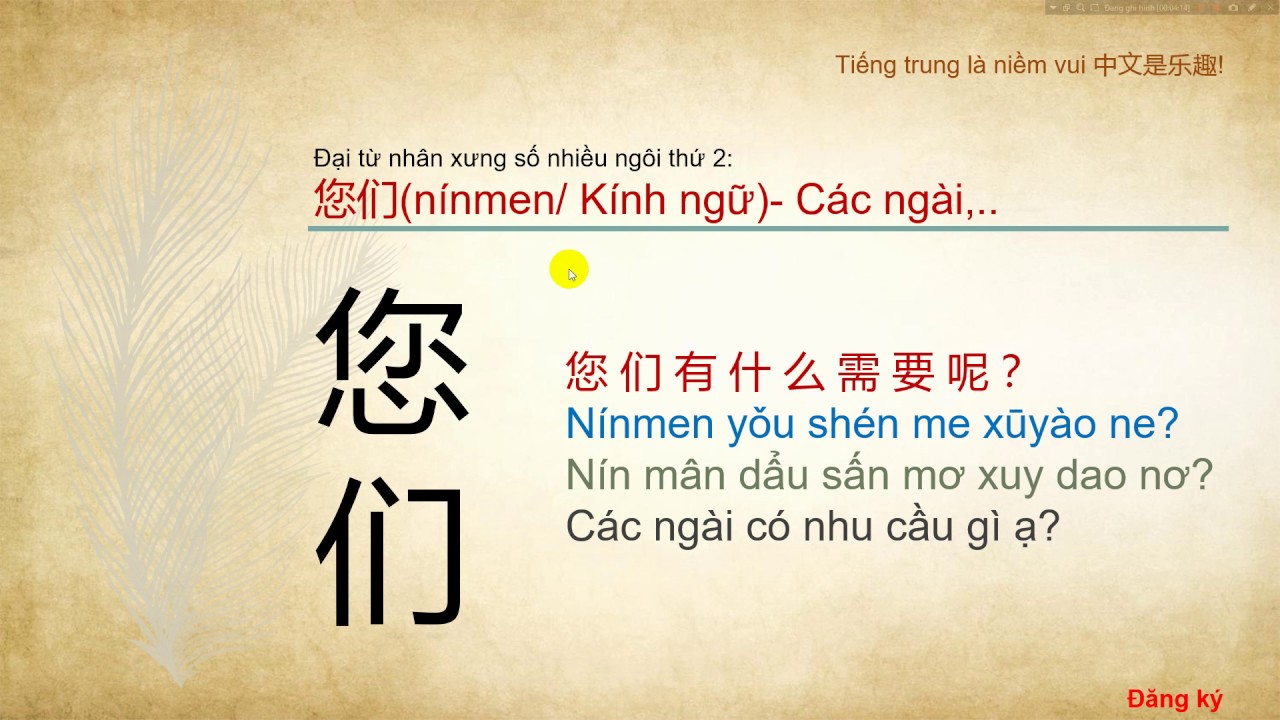 10 Phút tiếng trung mỗi ngày : Bài 1 : Đại từ nhân xưng - TIẾNG TRUNG LÀ NIỀM VUI