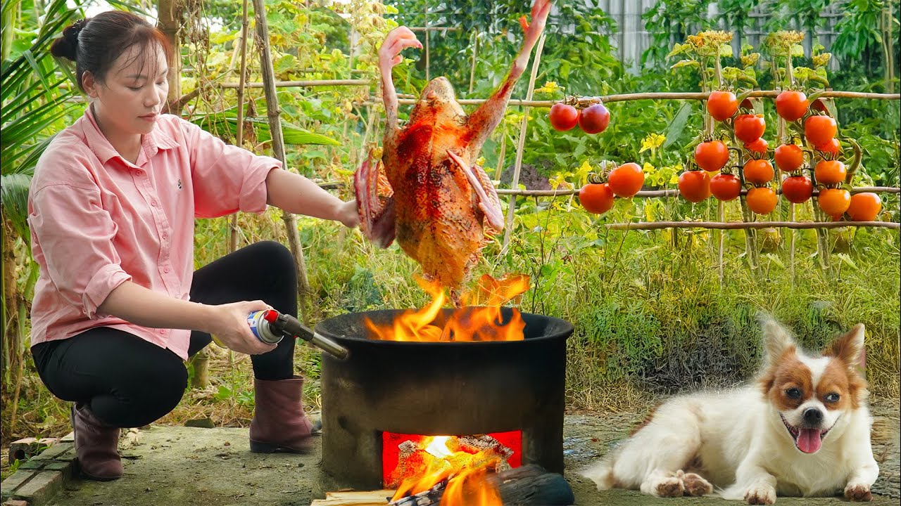 Roasting a Whole Giant Wild Duck! Roast duck recipe -Harvesting Bid Kumquats & go Market to Sell