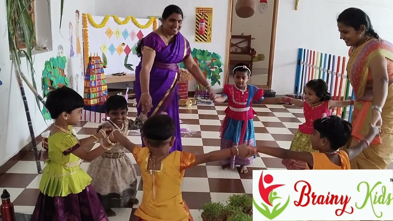 Pongal celebration at Brainy kids preschool karumathampatti.