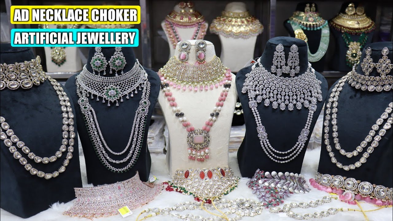 Ad Necklace Choker | 2022 Special Designs | American Diomond Jewellery in Wholesale Price Part 34