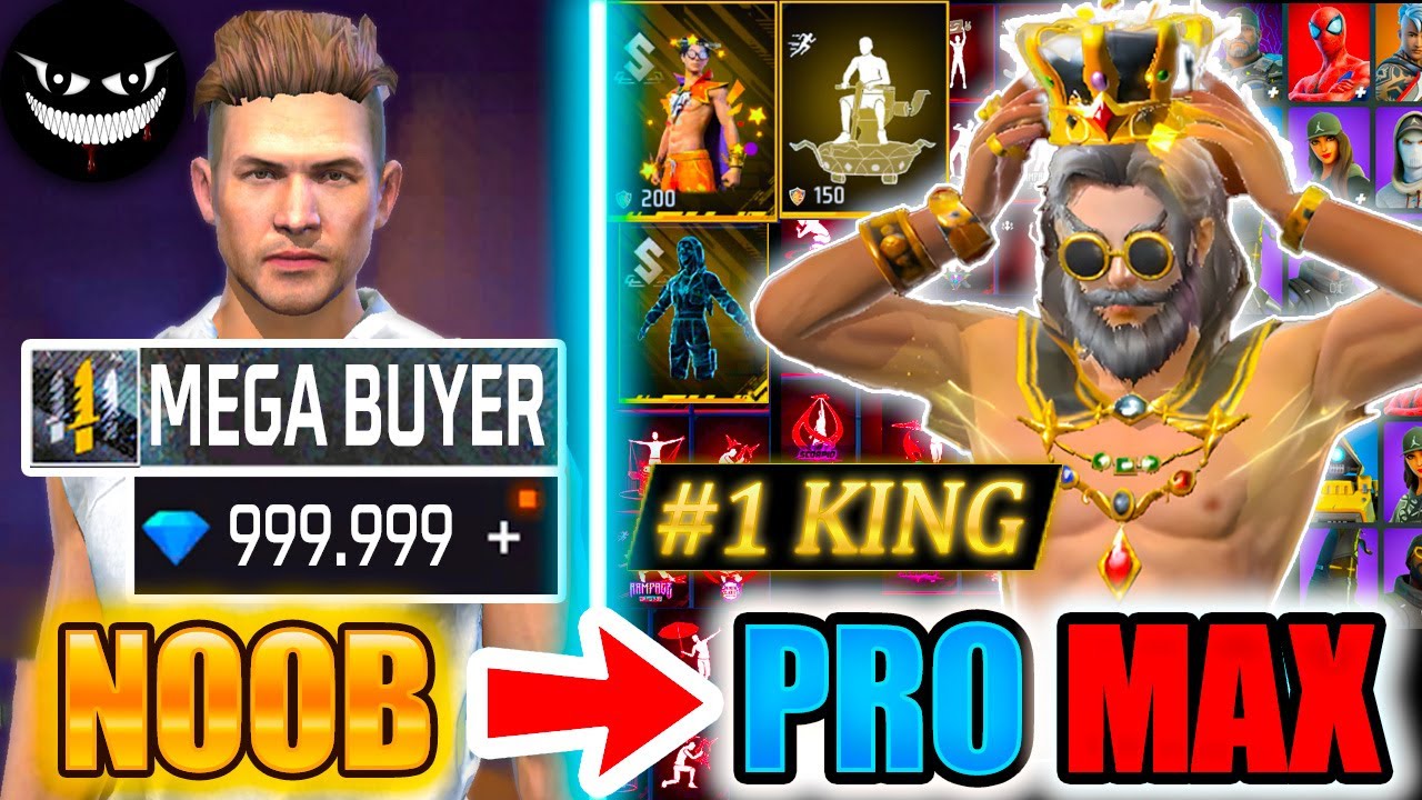 INFINITY👑DIAMONDS💎*MEGA BUYER*😱watch how many skins I got Free Fire noob to pro