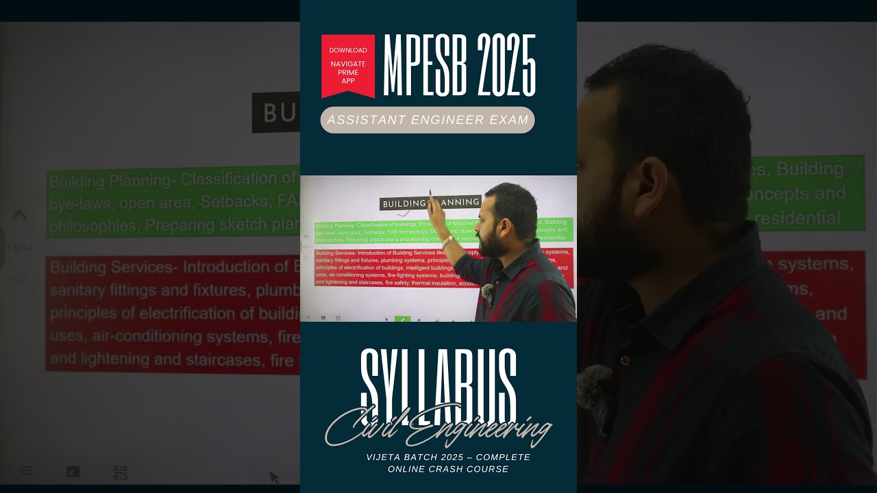 MPESB Assistant Engineer Exam 2025 &ndash; Civil Engineering Syllabus