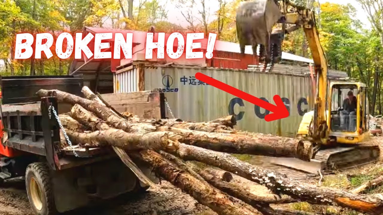 Excavator Breaks Down Loading Firewood! (Not Good!)