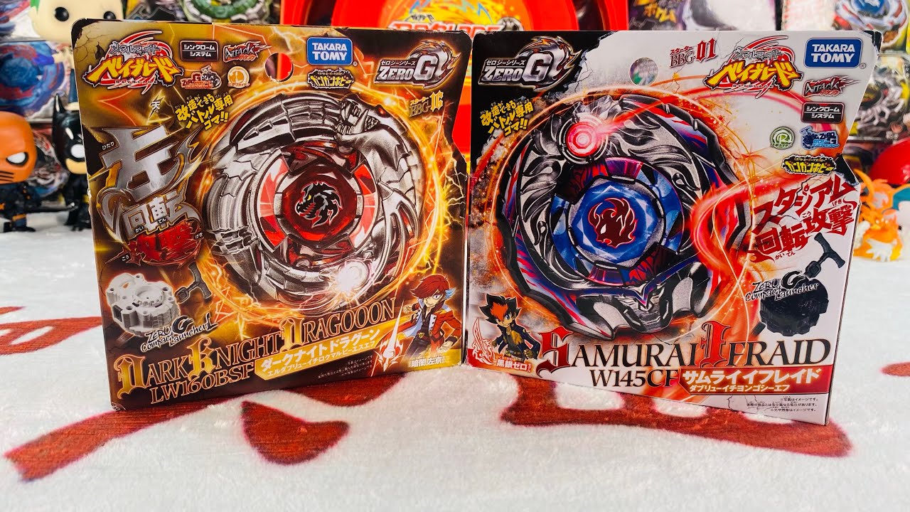 Beyblade Dark Knight Dragooon LW160BSF and Samurai Ifraid W145CF Unboxing & Review !!! ZeroG !!!