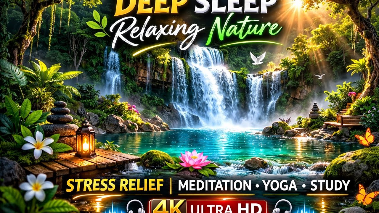 Deep Forest Waterfall Sounds 🌿 Relaxing Nature for Stress Relief & Deep Sleep (4K)