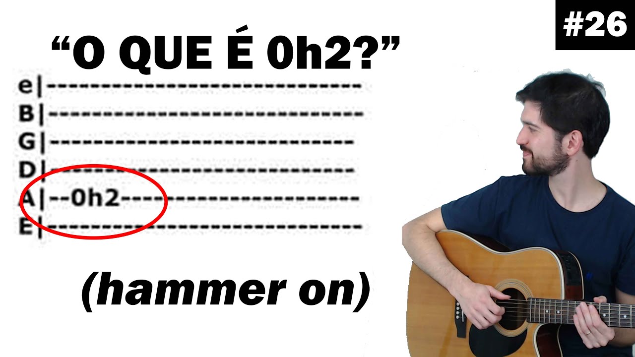 Como tocar 0h2 numa tablatura pra violão? (hammer on)