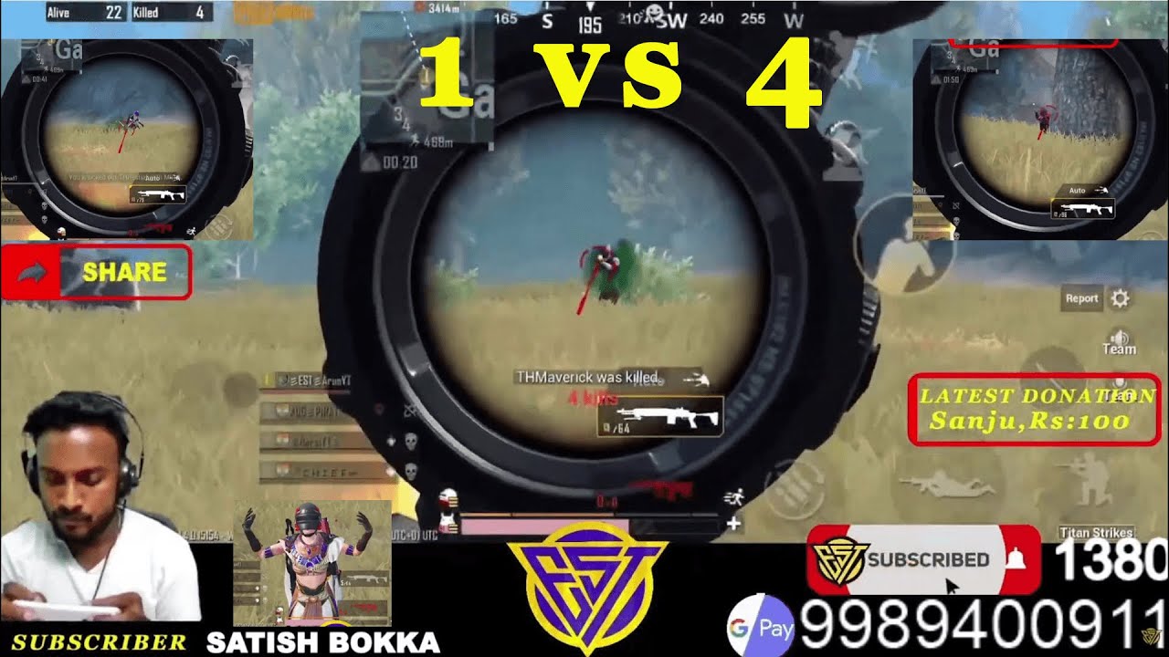 Best 1vs4 clutch II intense fight II squad wipe II est arunyt
