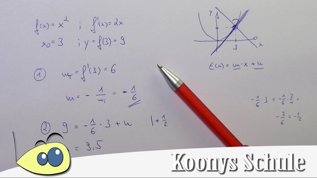 Senkrechte bzw. orthogonale Gerade von Tangente bestimmen, Normale | Kurvendiskussion, Analysis