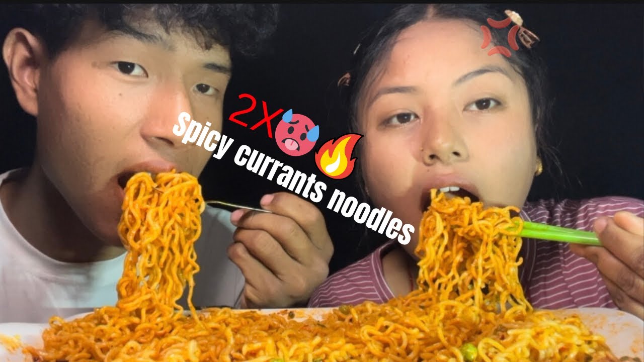 2x spicy currant noodles 🍜 🥵🔥with egg🥚#mukbang #everyone #